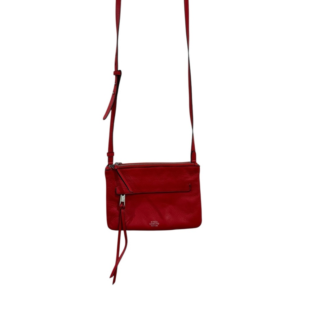 Vince Camuto Red Crossbody Bag with Adjustable Strap and Minimalist Design